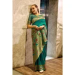 Generic Women's Silk Blend Zari Woven Saree With Unstitched Blouse 5.5Mtr (Green) - Image 2