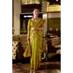 Generic Women's Silk Blend Zari Woven Saree With Unstitched Blouse 5.5Mtr (Lime Green) - Image 2