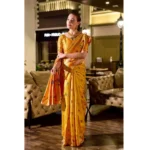 Generic Women's Silk Blend Zari Woven Saree With Unstitched Blouse 5.5Mtr (Mustard) - Image 2