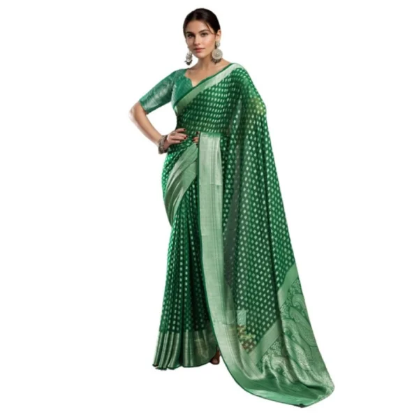Green Georgette Weaving Saree with Unstitched Blouse