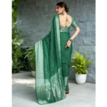 Generic Women's Georgette Weaving Saree With Unstitched Blouse 5.5Mtr (Green) - Image 2