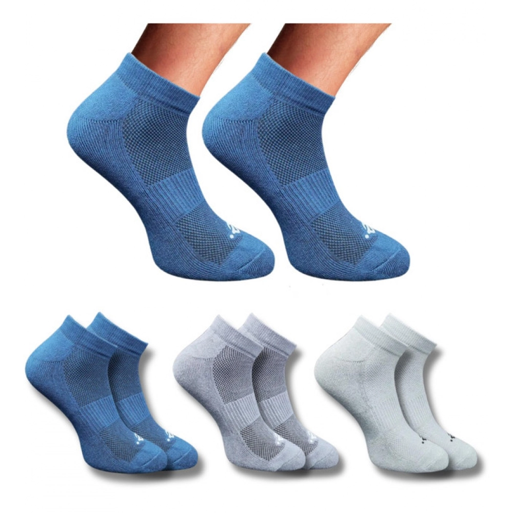 Three pairs of multicolor printed low cut socks for unisex adults