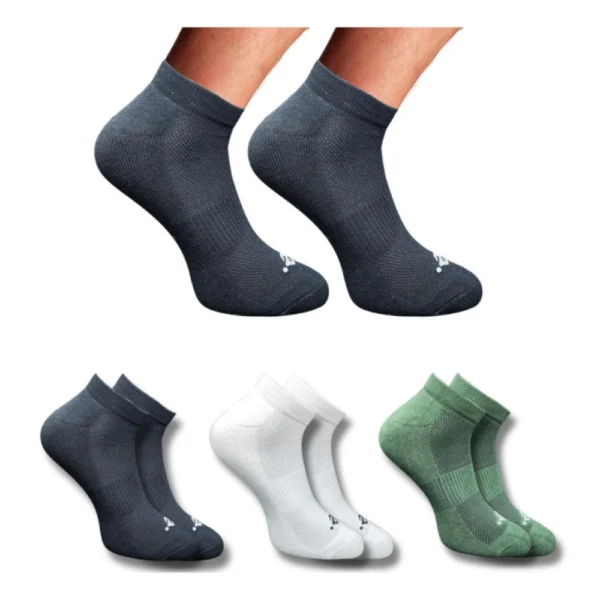 Three pairs of multicolor printed low cut socks for unisex adults