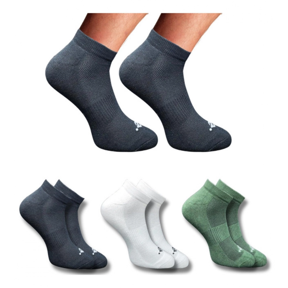 Three pairs of multicolor printed low cut socks for unisex adults