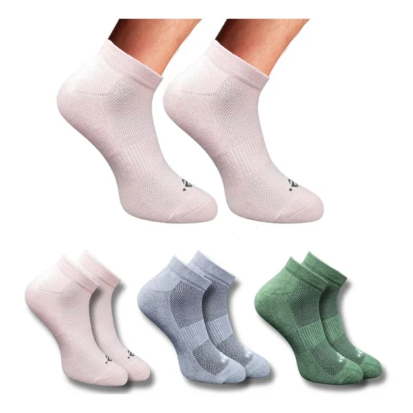 Three pairs of multicolor printed low cut socks for unisex adults