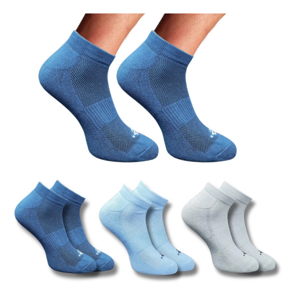 Three pairs of multicolor printed low cut socks for unisex adults