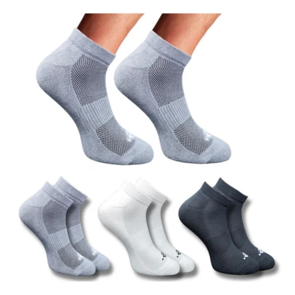 Three pairs of multicolor printed low cut socks for unisex adults