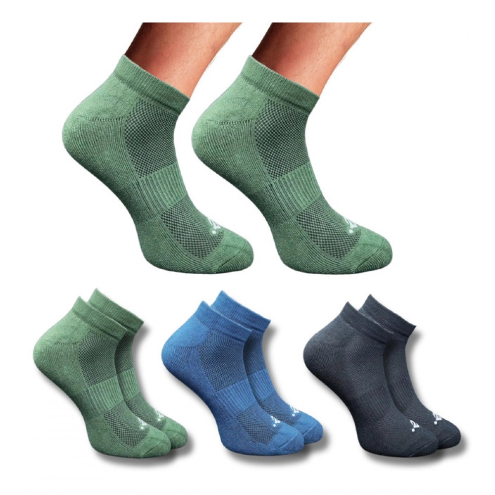 Three pairs of multicolor printed low cut socks for unisex adults