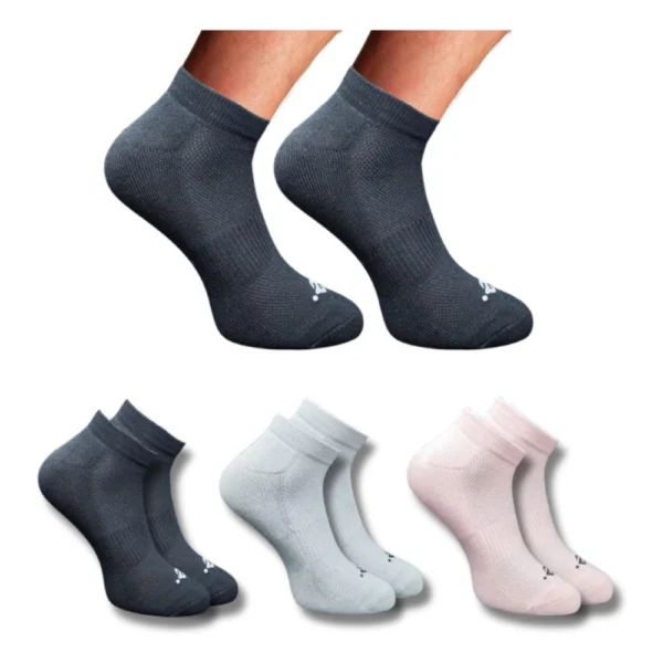 Three pairs of multicolor printed low cut socks for unisex adults