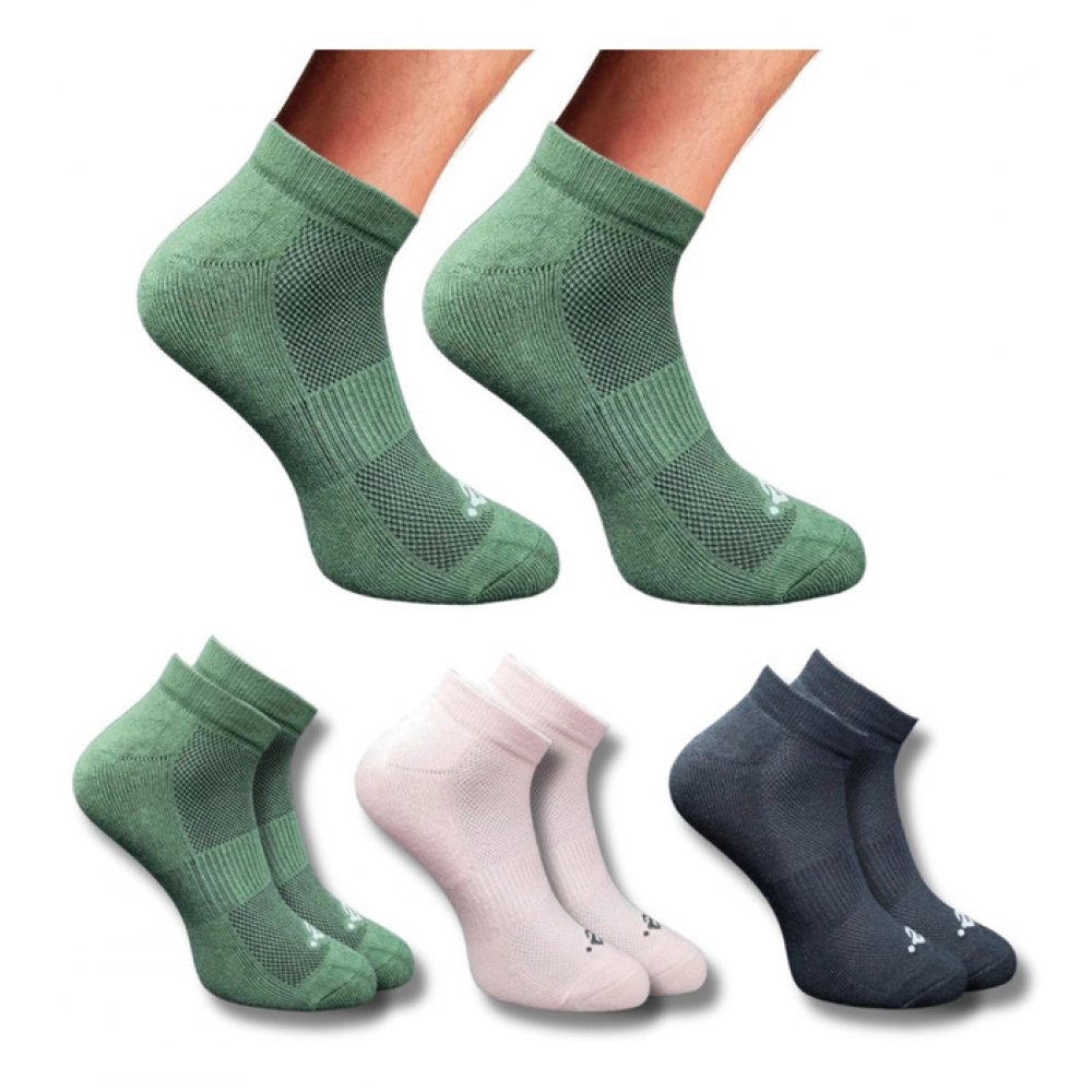 Multicolor 3-pair set of unisex cotton printed low cut socks