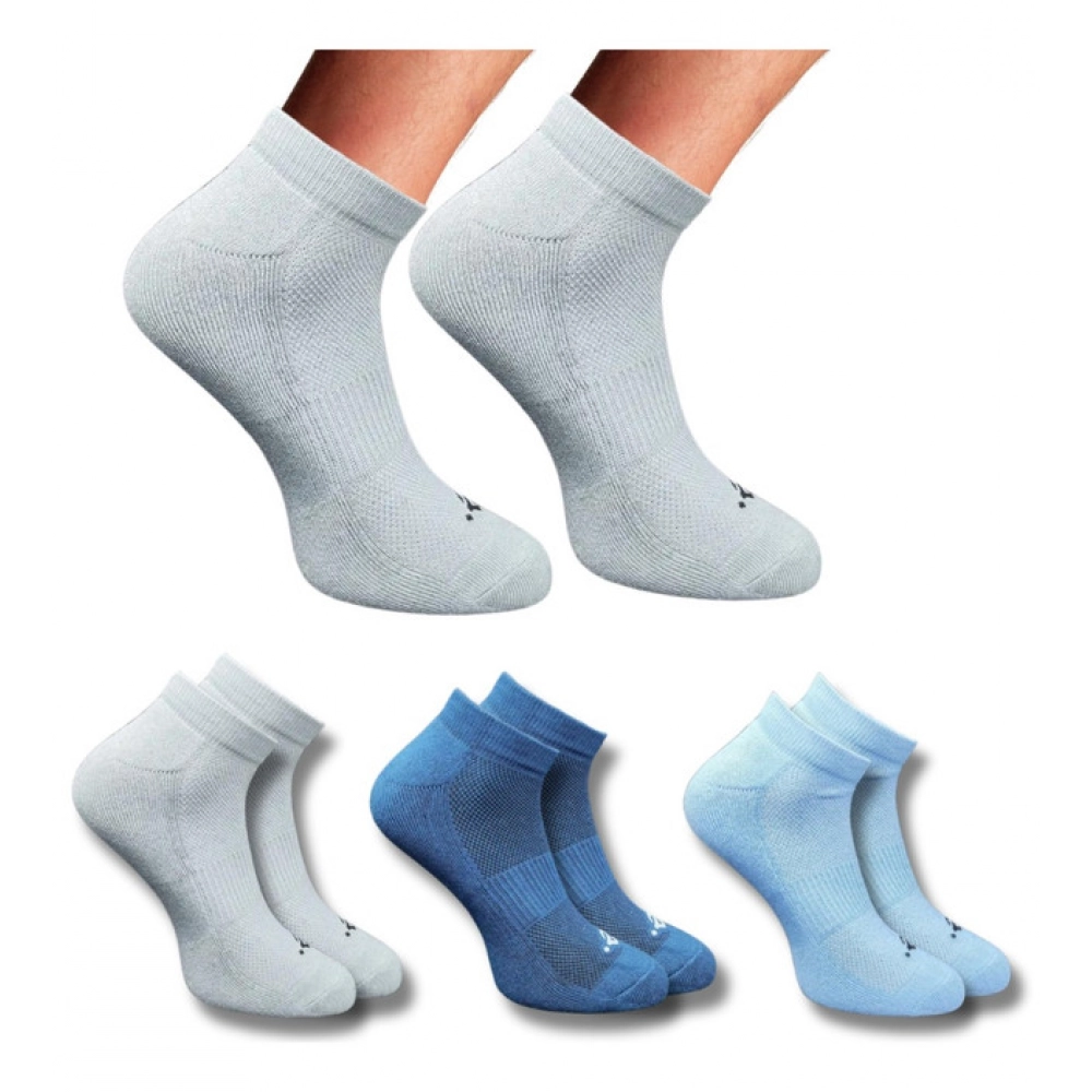 Multicolor 3-pair set of unisex cotton printed low cut socks