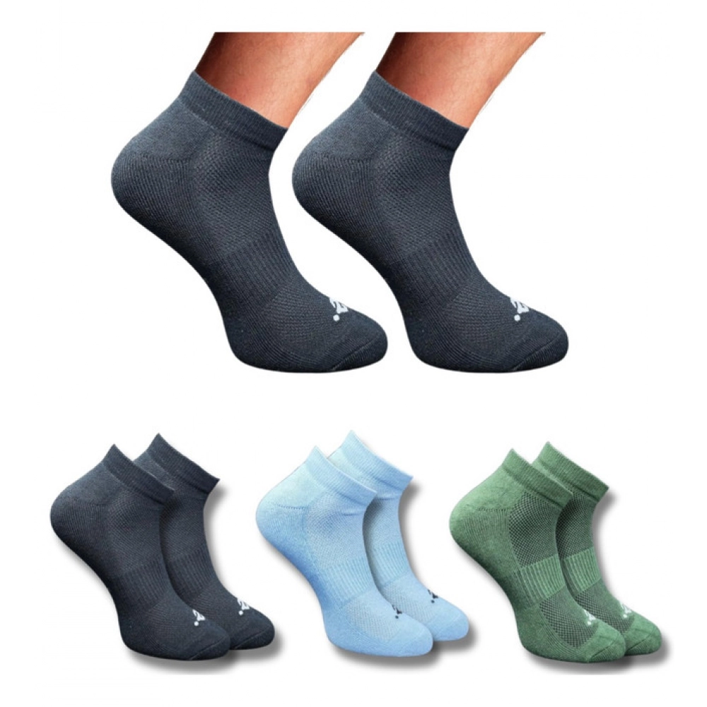 Multicolor 3-pair set of unisex cotton printed low cut socks