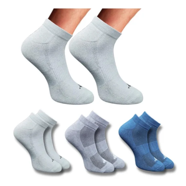 Multicolor 3-pair set of unisex cotton printed low cut socks