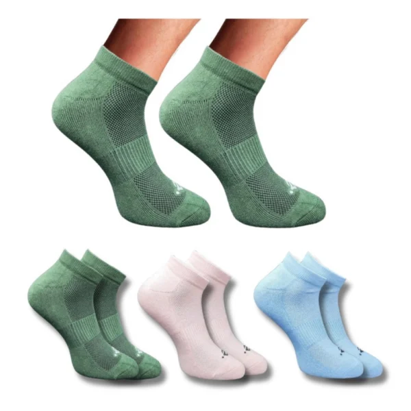 Multicolor 3-pair set of unisex cotton printed low cut socks