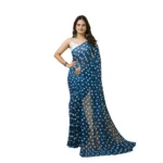 Blue Georgette Printed Saree for Women