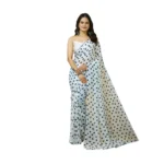 White Georgette Printed Saree for Women