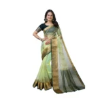 Light Green Organza Jacquard Embellished Saree for Women