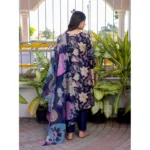 Generic Women's Cotton Blend Printed Kurti With Pant Dupatta Set (NavyBlue) - Image 5