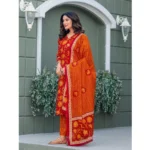 Generic Women's Cotton Blend Printed Kurti With Pant Dupatta Set (Maroon) - Image 2