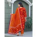 Generic Women's Cotton Blend Printed Kurti With Pant Dupatta Set (Maroon) - Image 5