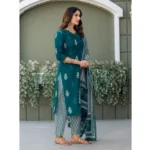 Generic Women's Cotton Blend Printed Kurti With Pant Dupatta Set (Morpichh) - Image 4