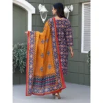 Navy Blue Cotton Kurti Set - Angle 5