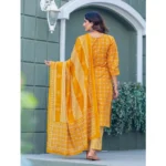 Generic Women's Cotton Blend Printed Kurti With Pant Dupatta Set (Yellow) - Image 5