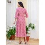 Generic Women's Rayon  Print With Embroidery Work A-Line Kurti (Wine) - Image 4