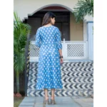 Generic Women's Rayon Print With Embroidery Work A-Line Kurti (Sky Blue) - Image 4