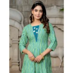 Generic Women's Rayon Print With Embroidery Work A-Line Kurti (Rama) - Image 3