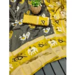 Generic Women's Soft Litchi Silk Jacquard Work Saree With Unstitched Blouse 5.5Mtr (Black) - Image 2