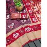 Generic Women's Soft Litchi Silk Jacquard Work Saree With Unstitched Blouse 5.5Mtr (Purple) - Image 2