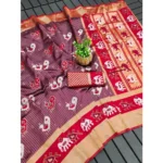 Generic Women's Soft Litchi Silk Jacquard Work Saree With Unstitched Blouse 5.5Mtr (Purple) - Image 3