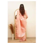 Generic Women's Soft Litchi Silk Jacquard Work Saree With Unstitched Blouse 5.5Mtr (Pink) - Image 3