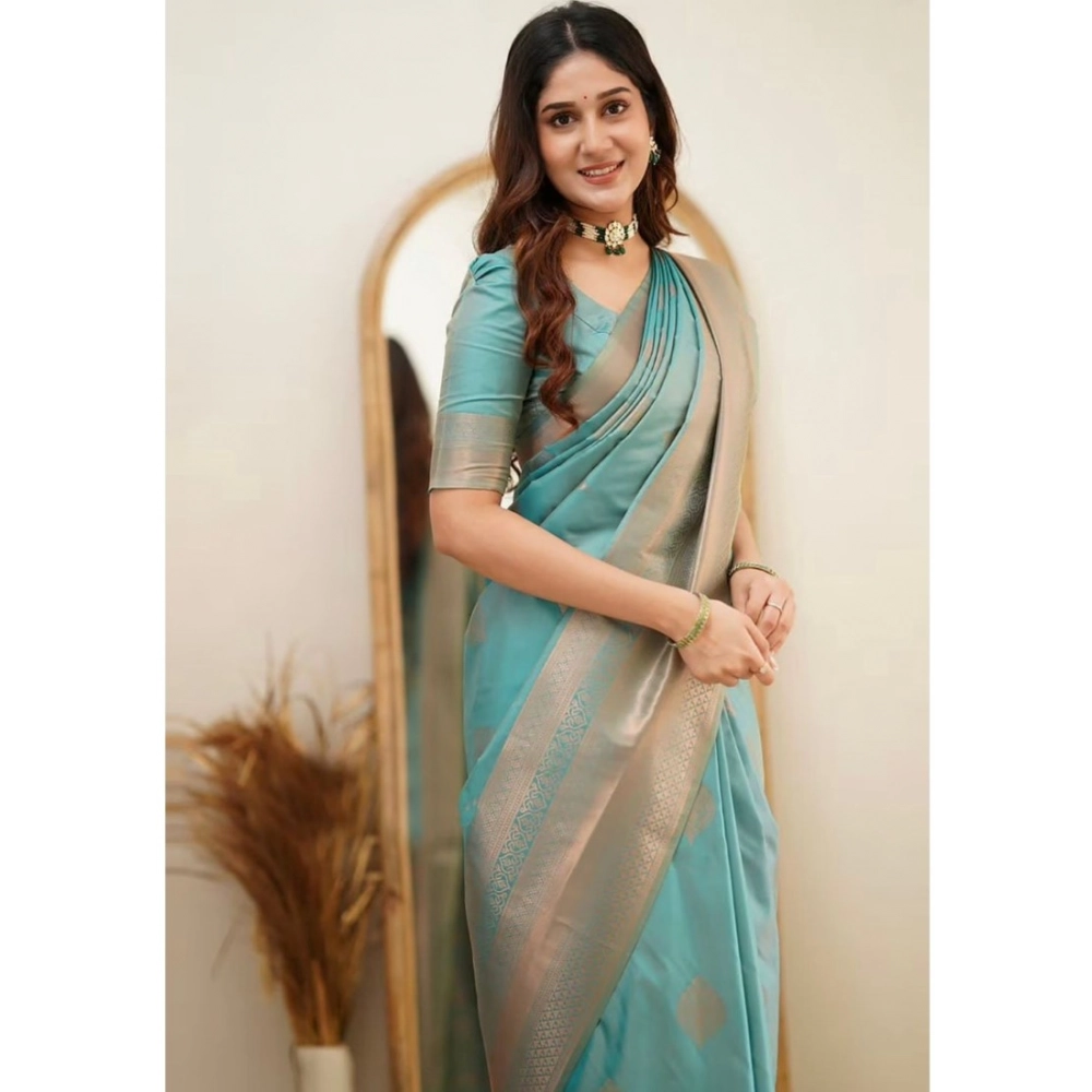 PID-63186-Generic-Women-s-Soft-Lichi-Silk-Jacquard-Work-Saree-With-Unstitched-Blouse-5-5-Mtr-Light-B-1000x1000-1.webp Generic Women's Soft Litchi Silk Jacquard Work Saree With Unstitched Blouse 5.5Mtr (Light Blue) - Image 1