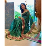 Generic Women's Soft Litchi Silk Jacquard Work Saree With Unstitched Blouse 5.5Mtr (Green) - Image 2