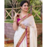 Generic Women's Soft Litchi Silk Jacquard Work Saree With Unstitched Blouse 5.5Mtr (White) - Image 3