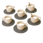 Generic Cotton 6 Pcs Set Tea Coaster 6 Pcs Set (Gray) - Image 2