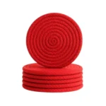 red cotton tea coaster set