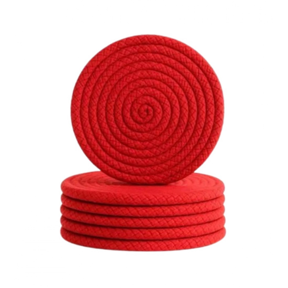 red cotton tea coaster set