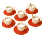 red cotton tea coaster set