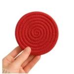 red cotton tea coaster set