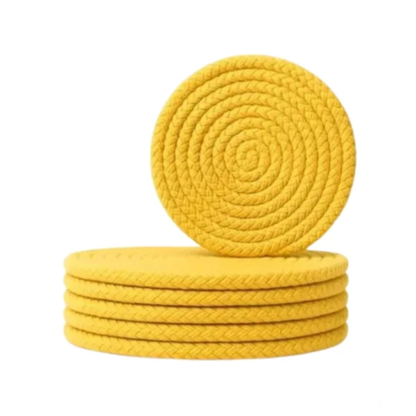 Generic Cotton 6 Pcs Set Tea Coaster 6 Pcs Set (Yellow)