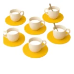 Generic Cotton 6 Pcs Set Tea Coaster 6 Pcs Set (Yellow) - Image 3