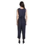 Generic Women's Casual Crepe Sleeveless Jump Suit (Navy Blue) - Image 3