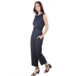 Generic Women's Casual Crepe Sleeveless Jump Suit (Navy Blue) - Image 4