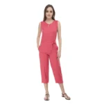 Pink Crepe Sleeveless Jumpsuit