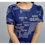 Generic Women's Casual Crepe Half Sleeves Dress (Blue) - Image 4