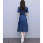 Generic Women's Casual Denim Half Sleeves Dress (Blue) - Image 4
