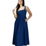 Blue Denim Sleeveless Dress for Women
